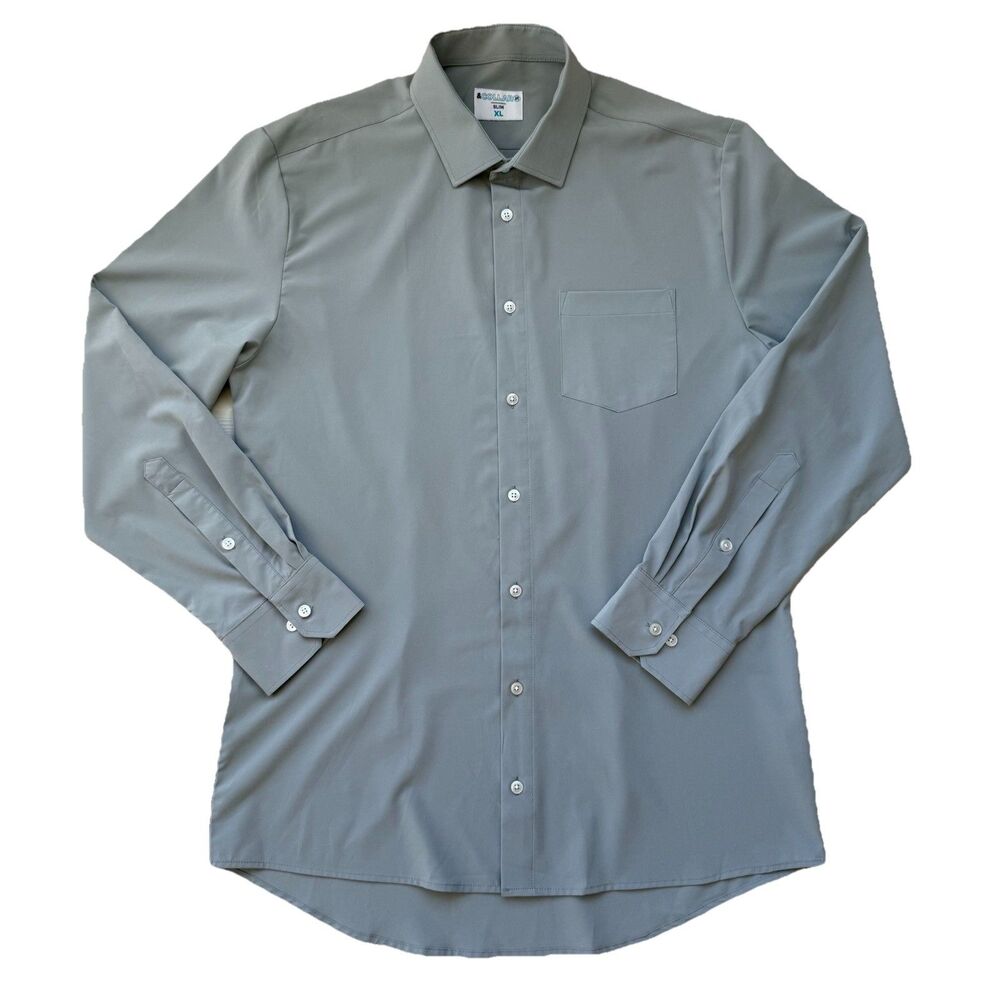 &Collaro Range Performance Dress Shirt XL Slim Long Sleeve Gray Stain Repellent